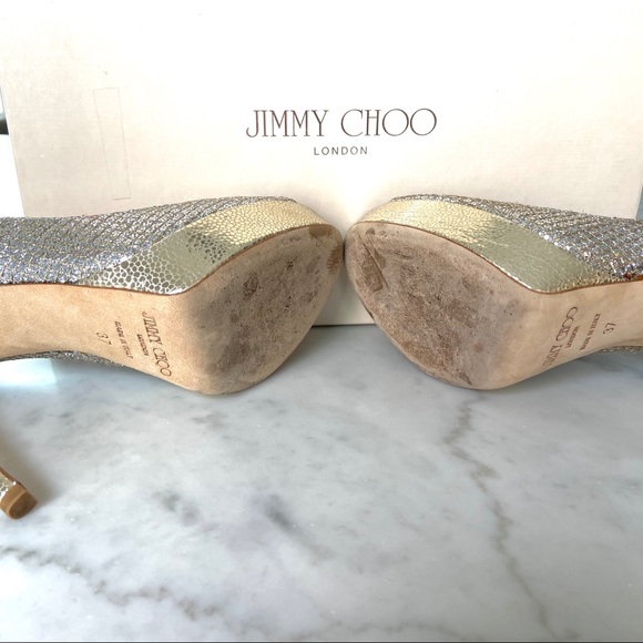 Jimmy Choo Crown Gold Silver Champagne Heel - Picture 10 of 16